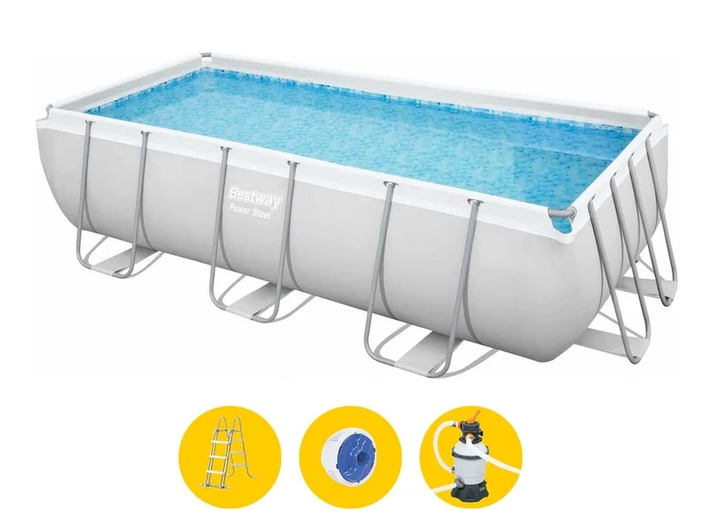 Bestway Power Steel Rectangular Zwembad - 412 X 201 X 122 Cm - Met Zandfilterpomp En Accessoires 1 Bestway Power Steel Rectangular Zwembad - 412 X 201 X 122 Cm - Met Zandfilterpomp En Accessoires